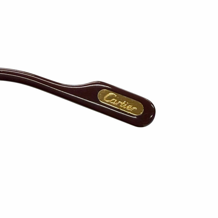美品▼Cartier カルティエ ヴィンテージ トリニティ 2Cデコール メガネ 眼鏡 アイウェア シルバー ゴールド ボルドー 56□16 130 メンズ