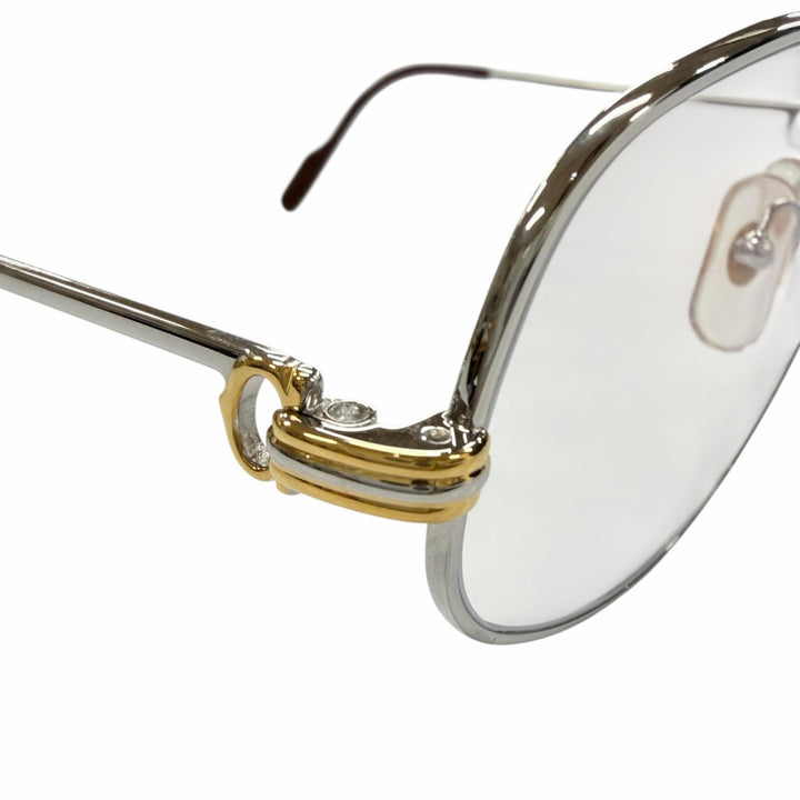 美品▼Cartier カルティエ ヴィンテージ トリニティ 2Cデコール メガネ 眼鏡 アイウェア シルバー ゴールド ボルドー 56□16 130 メンズ