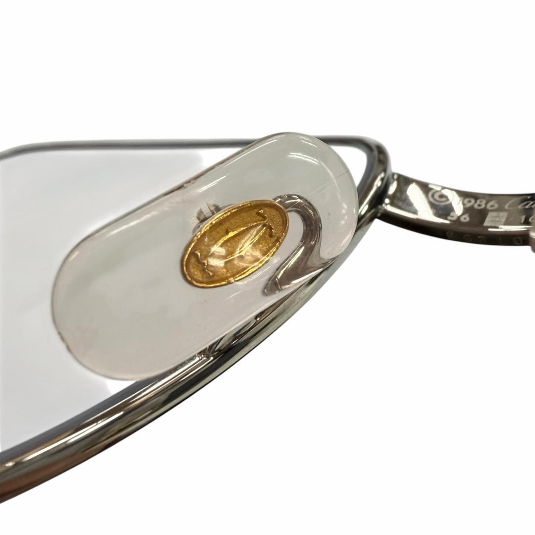 美品▼Cartier カルティエ ヴィンテージ トリニティ 2Cデコール メガネ 眼鏡 アイウェア シルバー ゴールド ボルドー 56□16 130 メンズ