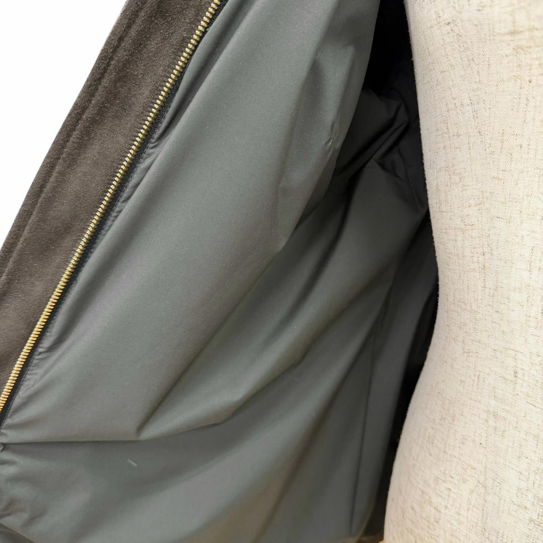 美品△Loro Piana ロロピアーナ FAD2517 カシミヤ100％ ゴートスキンパーツ ブルーフォックスファー ニットジャケット グレー 伊製 42