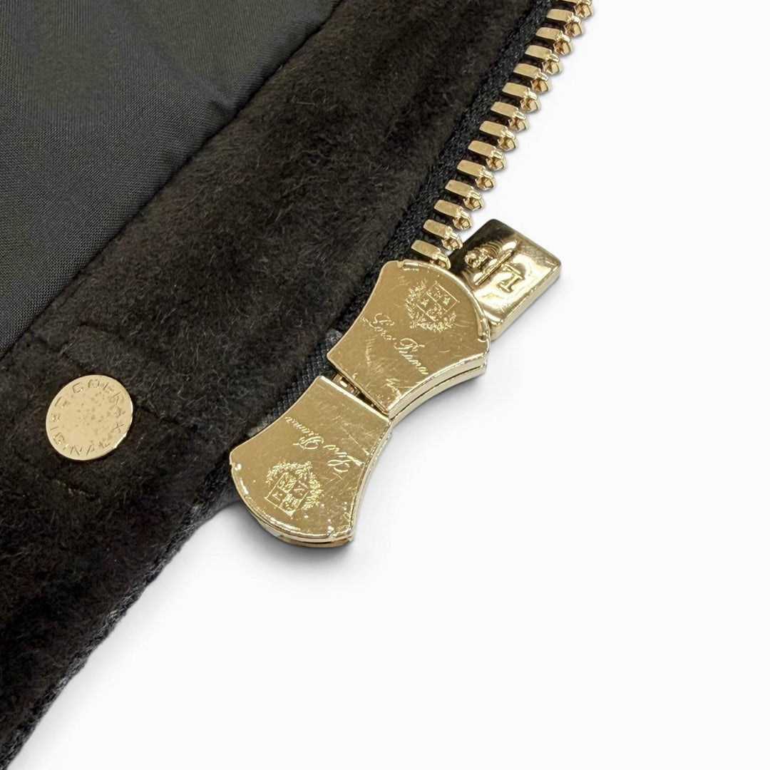 美品△Loro Piana ロロピアーナ FAD2517 カシミヤ100％ ゴートスキンパーツ ブルーフォックスファー ニットジャケット グレー 伊製 42