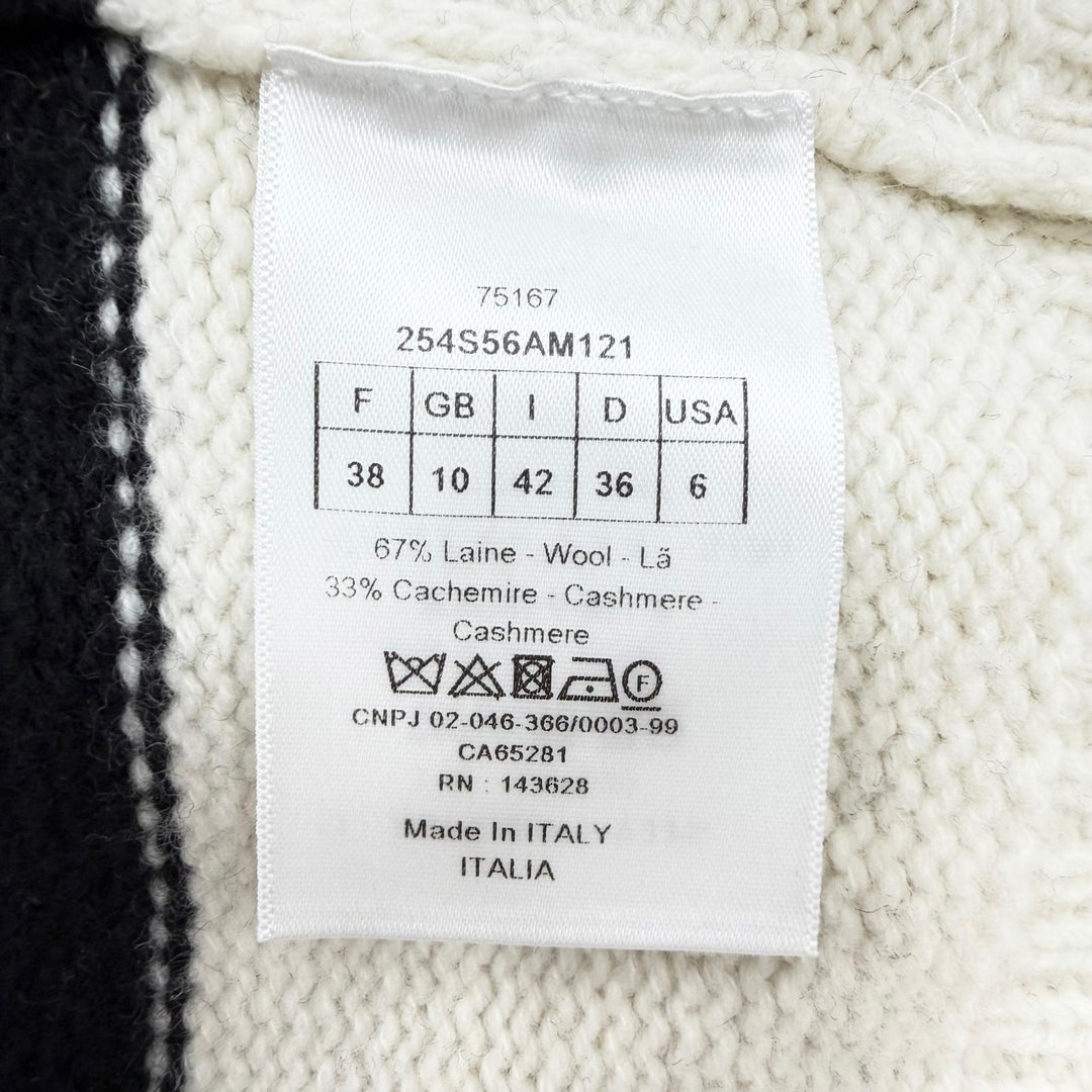極美品☆Christian Dior クリスチャンディオール 254S56AM121 ウール カシミヤ ロゴ入り フード付 ニットパーカー 半袖ニット 42 正規品