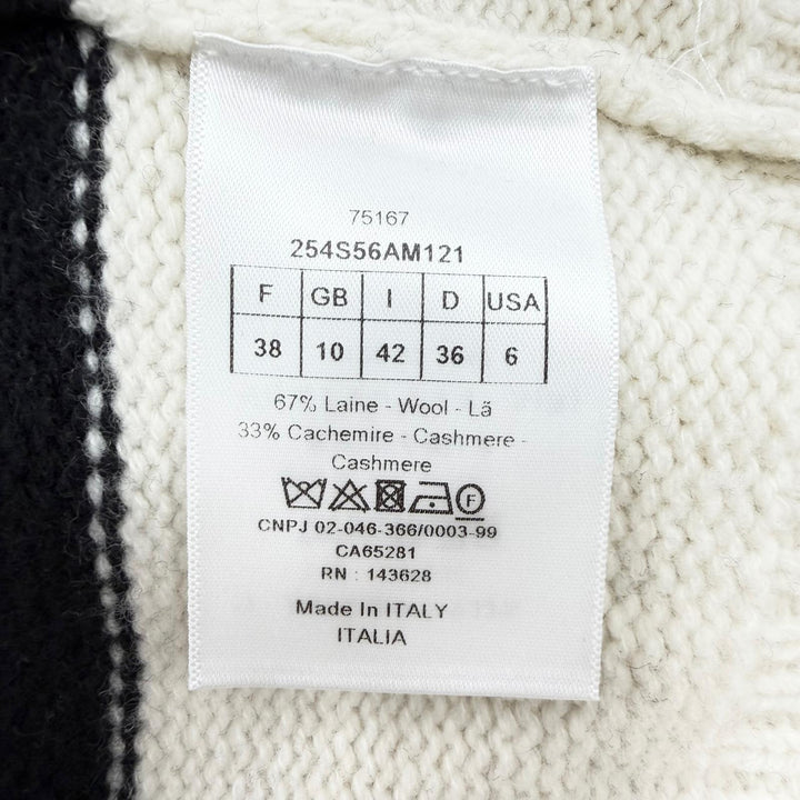 極美品☆Christian Dior クリスチャンディオール 254S56AM121 ウール カシミヤ ロゴ入り フード付 ニットパーカー 半袖ニット 42 正規品