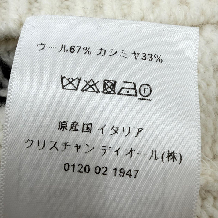 極美品☆Christian Dior クリスチャンディオール 254S56AM121 ウール カシミヤ ロゴ入り フード付 ニットパーカー 半袖ニット 42 正規品