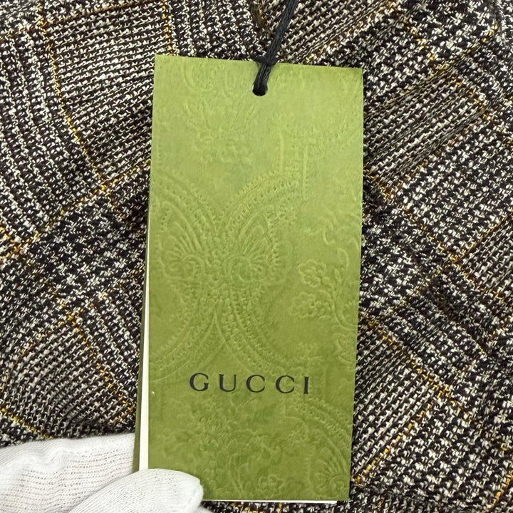 未使用品★GUCCI グッチ 2023年製 770190 ウール100％ インターロッキングG刺繍 グレンチェック ショートパンツ 40 正規品 ハンガー付