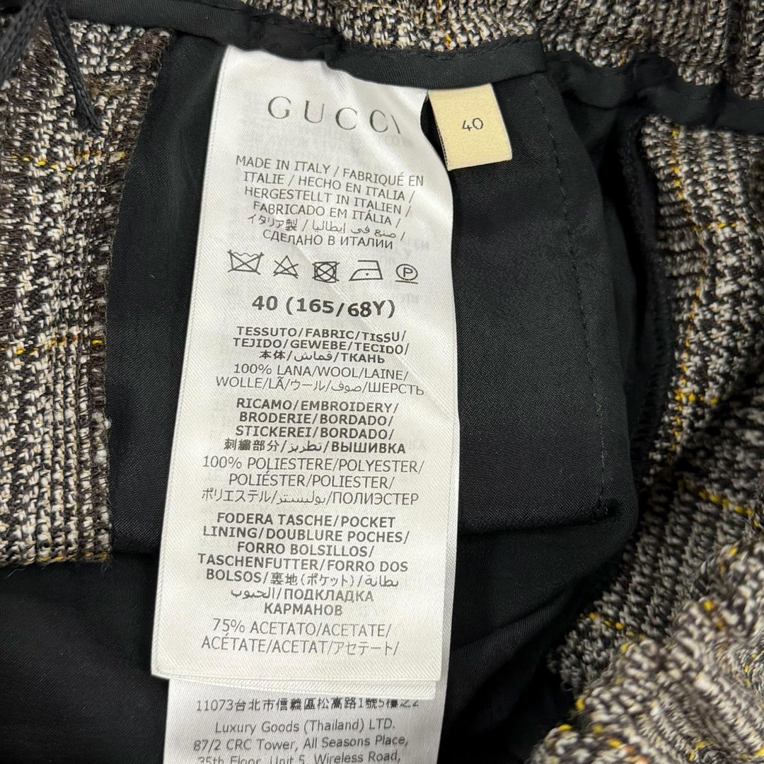 未使用品★GUCCI グッチ 2023年製 770190 ウール100％ インターロッキングG刺繍 グレンチェック ショートパンツ 40 正規品 ハンガー付