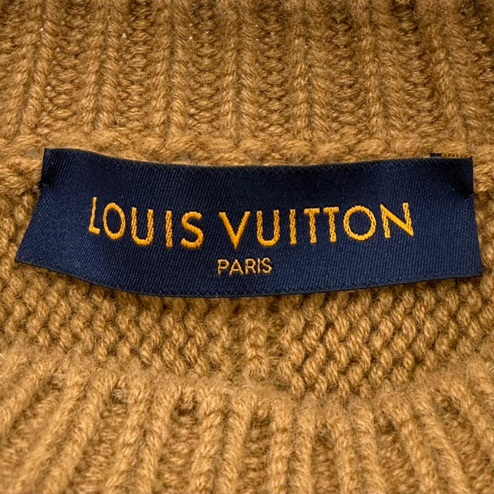 美品▼LOUIS VUITTON ルイヴィトン HFN96W PEACE AND LOVE カシミヤ ビキューナブレンド ロゴ ハンド ニットセーター ブラウン XS 正規品
