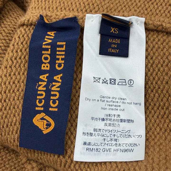 美品▼LOUIS VUITTON ルイヴィトン HFN96W PEACE AND LOVE カシミヤ ビキューナブレンド ロゴ ハンド ニットセーター ブラウン XS 正規品