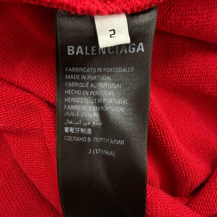 未使用品▼BALENCIAGA バレンシアガ 761458 Faux Logo Round Hem Hoodie Many Kisses ダメージ加工 オーバーサイズ パーカー 2 正規品