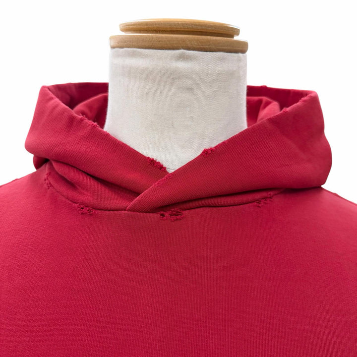 未使用品▼BALENCIAGA バレンシアガ 761458 Faux Logo Round Hem Hoodie Many Kisses ダメージ加工 オーバーサイズ パーカー 2 正規品