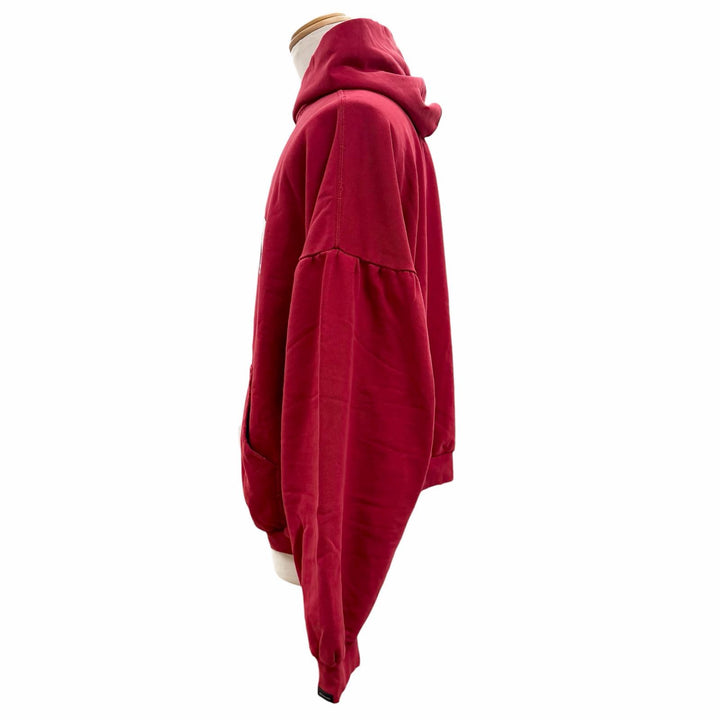 未使用品▼BALENCIAGA バレンシアガ 761458 Faux Logo Round Hem Hoodie Many Kisses ダメージ加工 オーバーサイズ パーカー 2 正規品