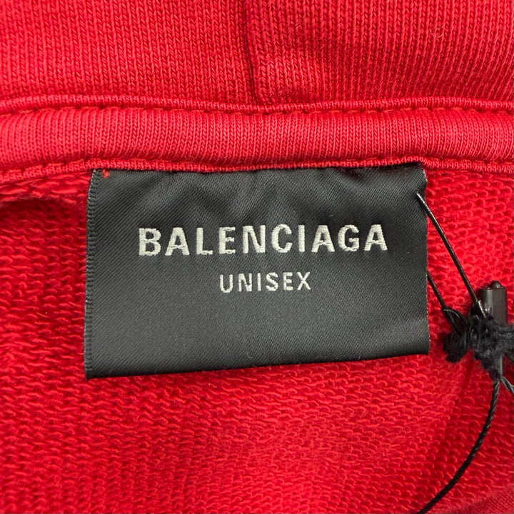 未使用品▼BALENCIAGA バレンシアガ 761458 Faux Logo Round Hem Hoodie Many Kisses ダメージ加工 オーバーサイズ パーカー 2 正規品