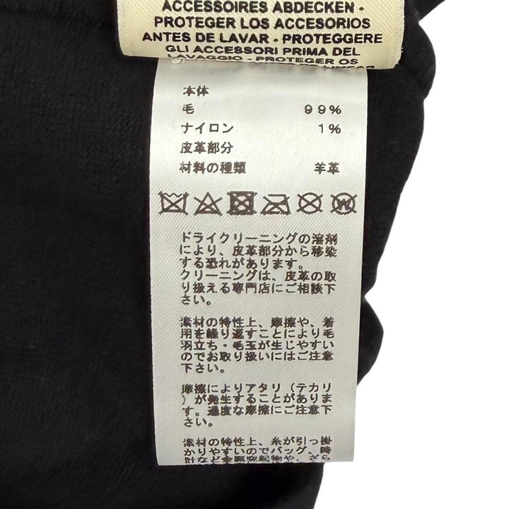 極美品★HERMES エルメス シルバー金具 セリエボタン付 ラムスキン使い 半袖 ウール ニットワンピース ブラック 34 イタリア製 正規品