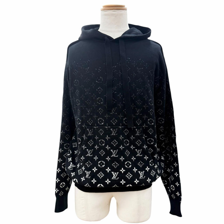 極美品▼LOUIS VUITTON ルイヴィトン 22AW コットン モノグラムグラディエント プルオーバー パーカー ブラック M 伊製 正規品 メンズ