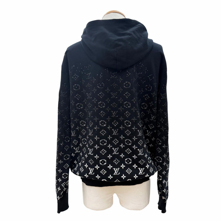 極美品▼LOUIS VUITTON ルイヴィトン 22AW コットン モノグラムグラディエント プルオーバー パーカー ブラック M 伊製 正規品 メンズ