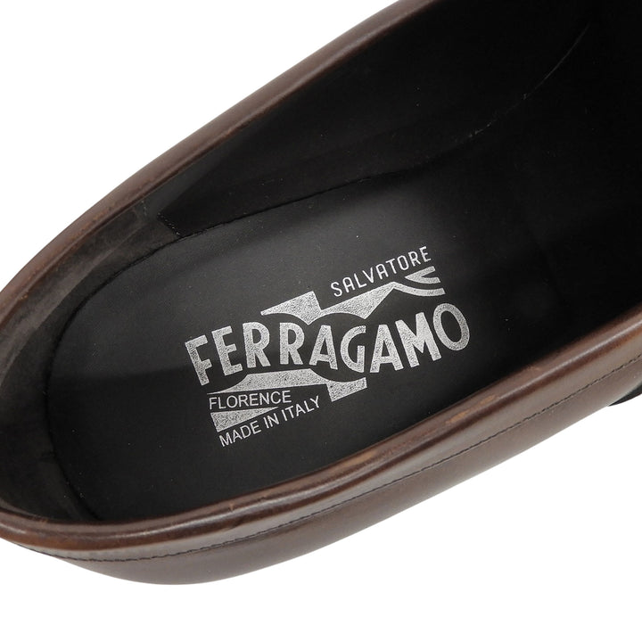 美品▲Salvatore Ferragamo サルヴァトーレフェラガモ ガンチーニデザイン レザーローファー ブラウン 7 1/2 3E 伊製 メンズ 保存袋付き