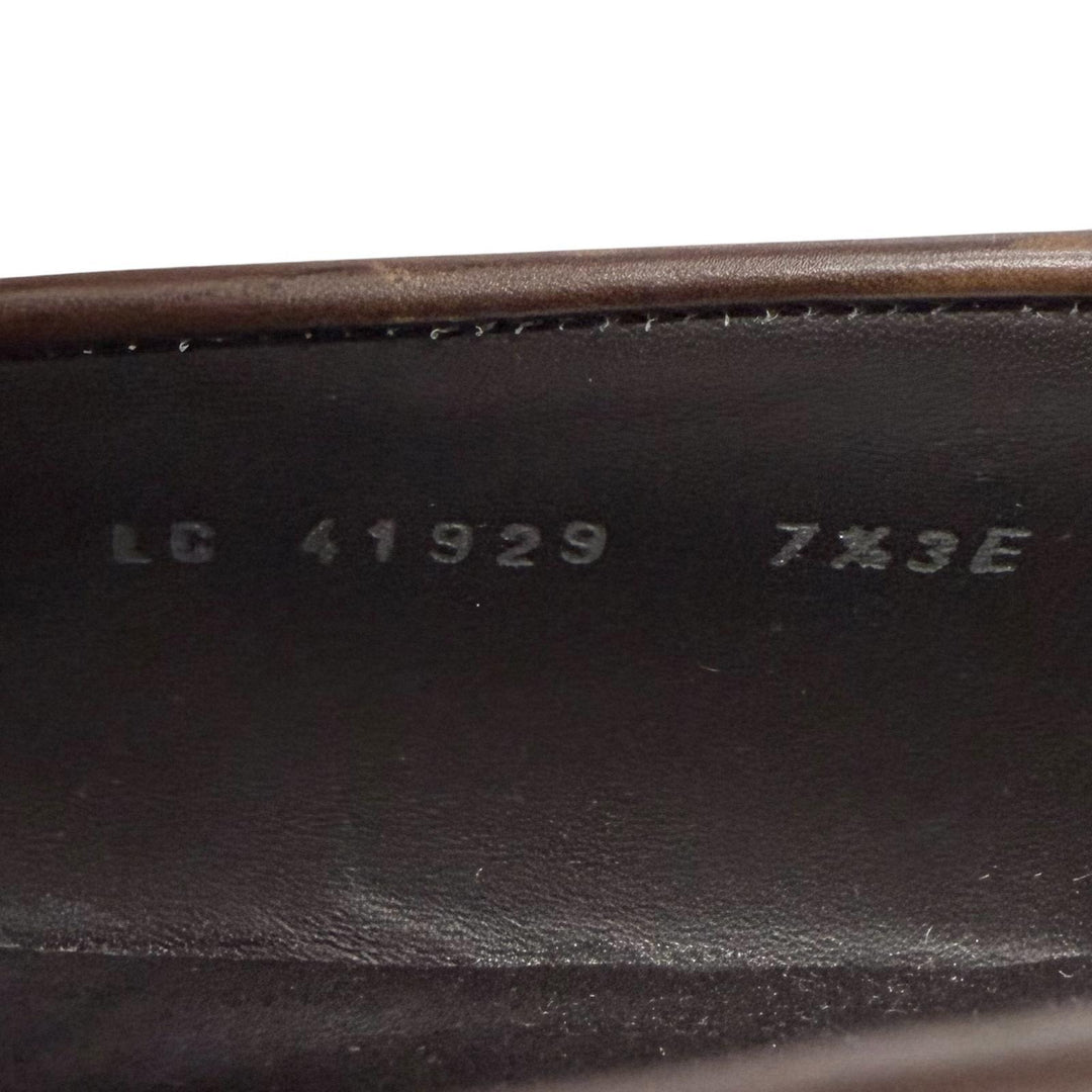 美品▲Salvatore Ferragamo サルヴァトーレフェラガモ ガンチーニデザイン レザーローファー ブラウン 7 1/2 3E 伊製 メンズ 保存袋付き