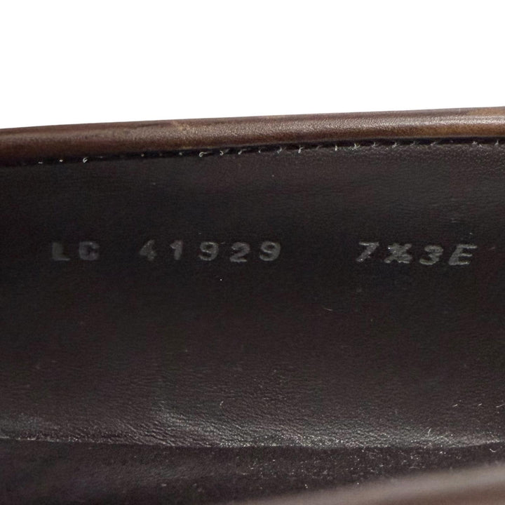 美品▲Salvatore Ferragamo サルヴァトーレフェラガモ ガンチーニデザイン レザーローファー ブラウン 7 1/2 3E 伊製 メンズ 保存袋付き