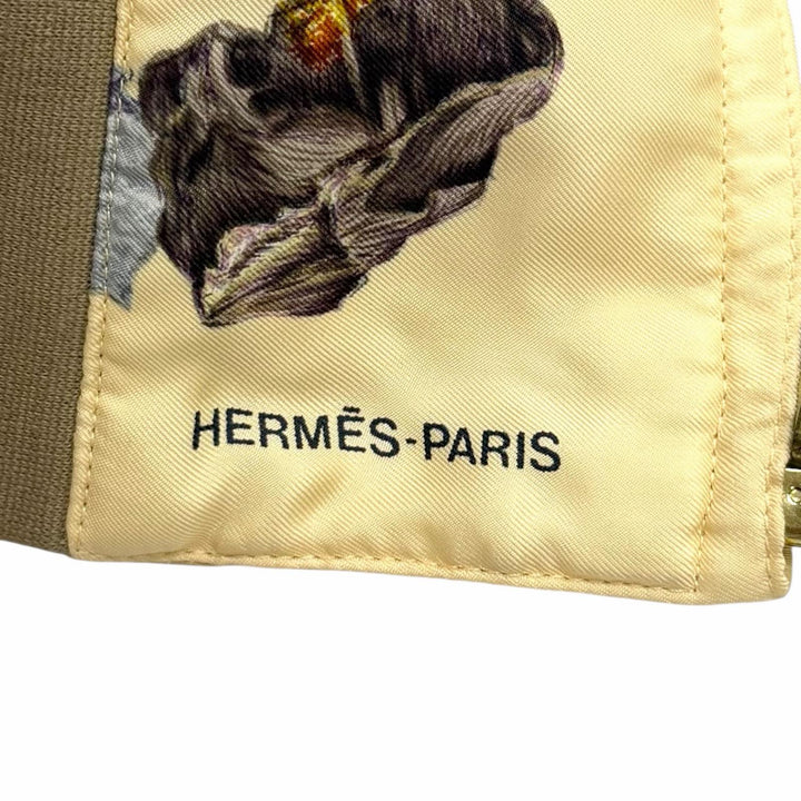 極美品★HERMES エルメス ヴィンテージ シルク100% リバーシブル MINERAUX 総柄 ZIP UP ブルゾン ジャケット マルチ ベージュ 40 仏製