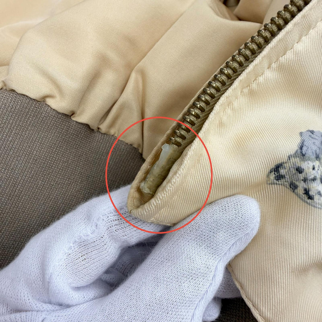 極美品★HERMES エルメス ヴィンテージ シルク100% リバーシブル MINERAUX 総柄 ZIP UP ブルゾン ジャケット マルチ ベージュ 40 仏製