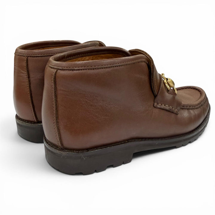 【ドンドン見直し】美品☆GUCCI グッチ 104 0088 ホースビット金具 レザー ショートブーツ ブラウン ゴールド金具 5 レディース 箱・袋付