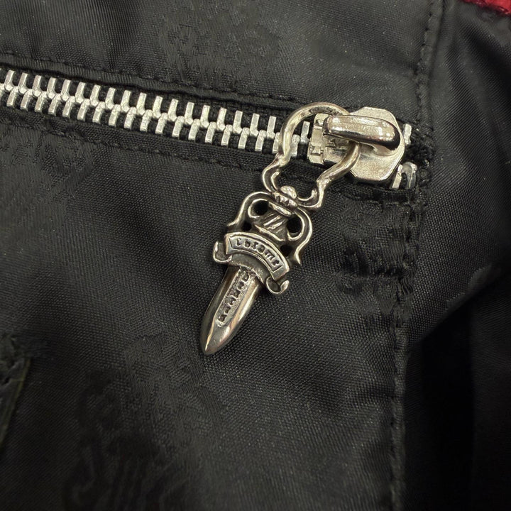 良品▼CHROME HEARTS クロムハーツ FS TOTE FSトート　バッグ　 スウェードレザー クロスパッチ ダガージップ レッド メンズ レディース