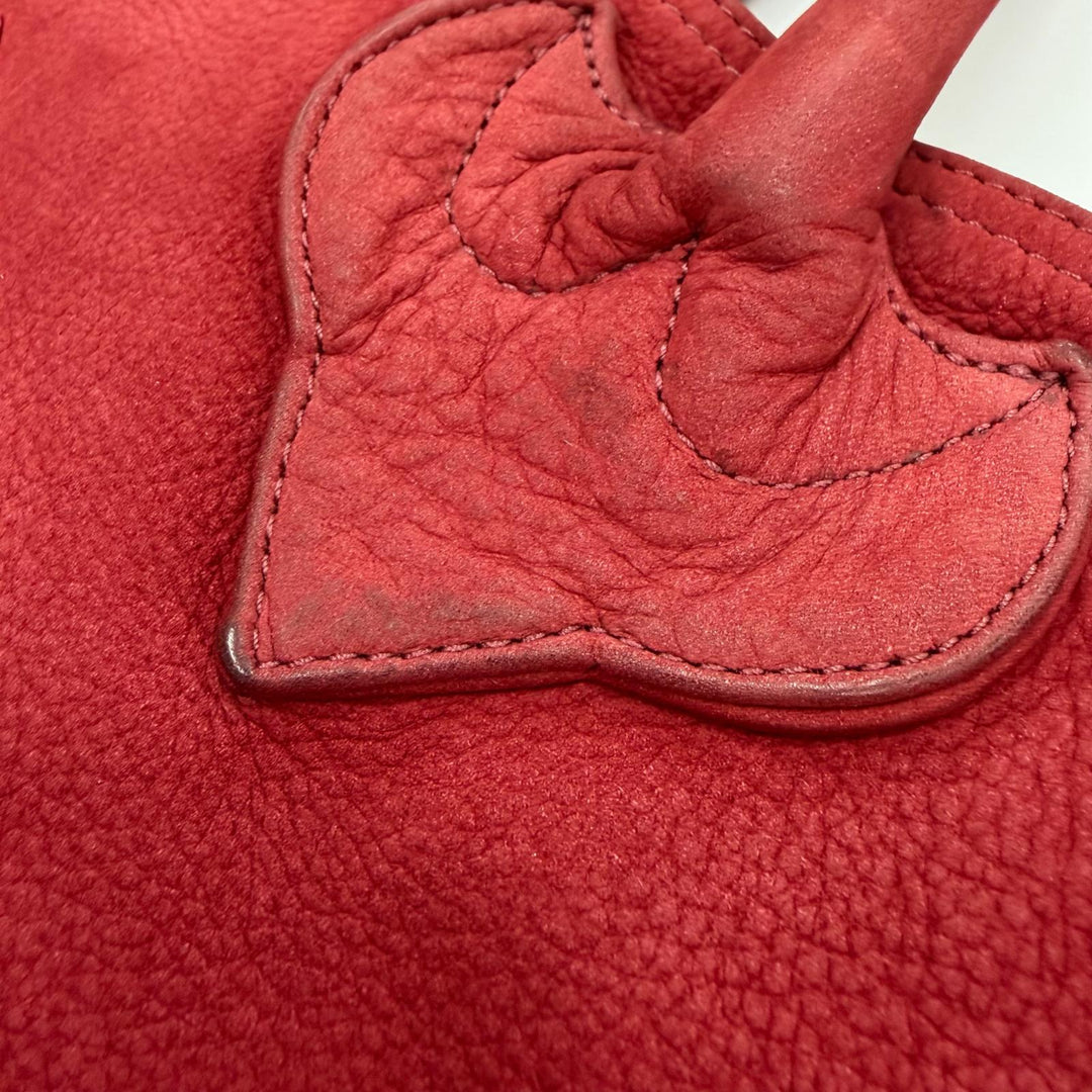 良品▼CHROME HEARTS クロムハーツ FS TOTE FSトート　バッグ　 スウェードレザー クロスパッチ ダガージップ レッド メンズ レディース