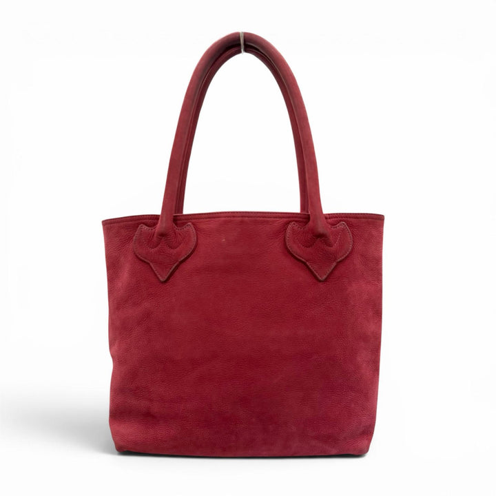良品▼CHROME HEARTS クロムハーツ FS TOTE FSトート　バッグ　 スウェードレザー クロスパッチ ダガージップ レッド メンズ レディース