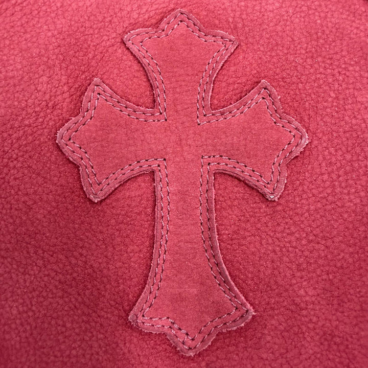 良品▼CHROME HEARTS クロムハーツ FS TOTE FSトート　バッグ　 スウェードレザー クロスパッチ ダガージップ レッド メンズ レディース