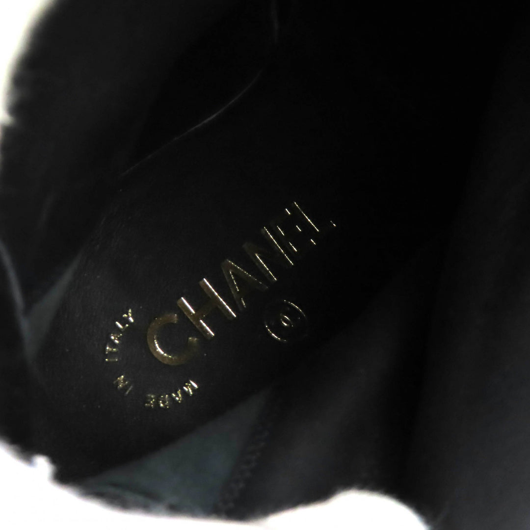 未使用品△CHANEL シャネル 25A G46591 ココマーク バックジップ スウェードレザー ロングブーツ ブラック 36 イタリア製 箱・保存袋付き