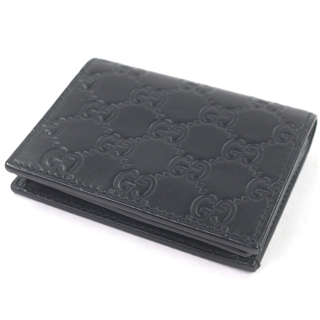 極美品□GUCCI グッチ 410120 グッチシマレザー 二つ折り財布 コンパクトウォレット カードケース 札入れ ブラック イタリア製 メンズ