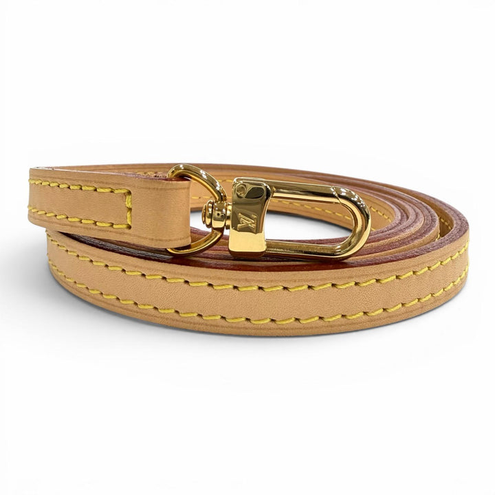 美品◇LOUIS VUITTON ルイヴィトン ロゴ入り ヌメ革 レザー ショルダーストラップ ライトブラウン ゴールド金具 フランス製 レディース