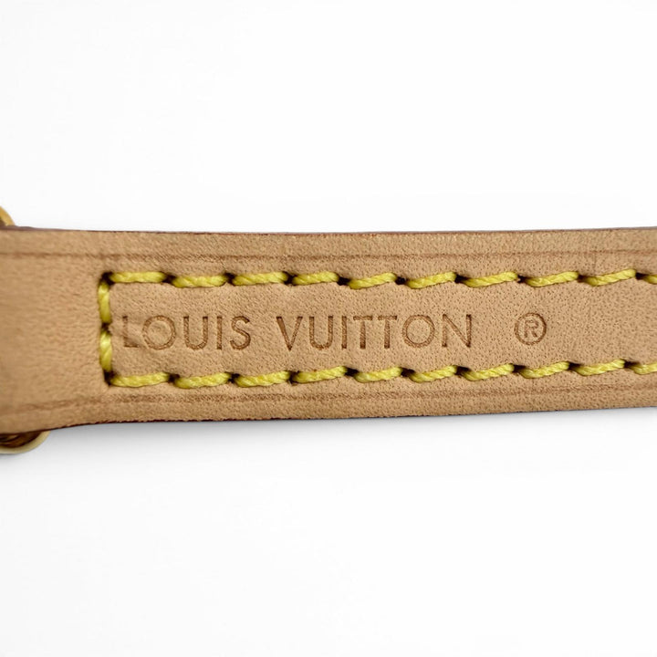 美品◇LOUIS VUITTON ルイヴィトン ロゴ入り ヌメ革 レザー ショルダーストラップ ライトブラウン ゴールド金具 フランス製 レディース