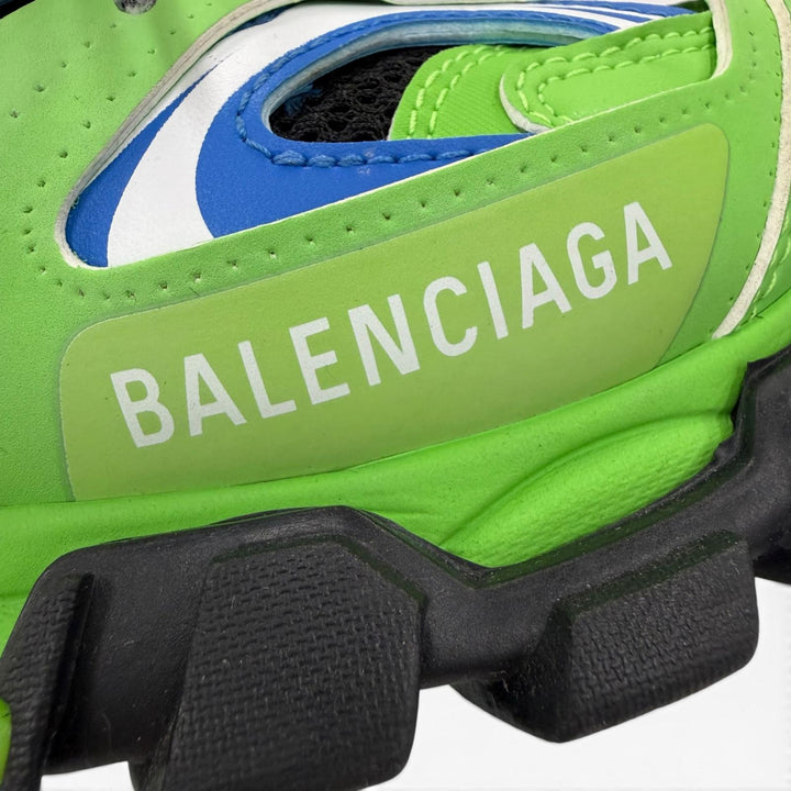美品☆BALENCIAGA バレンシアガ 542436 TRACK TRAINERS レースアップ レザー ローカットスニーカー ライトグリーン 24.5 レディース 袋付