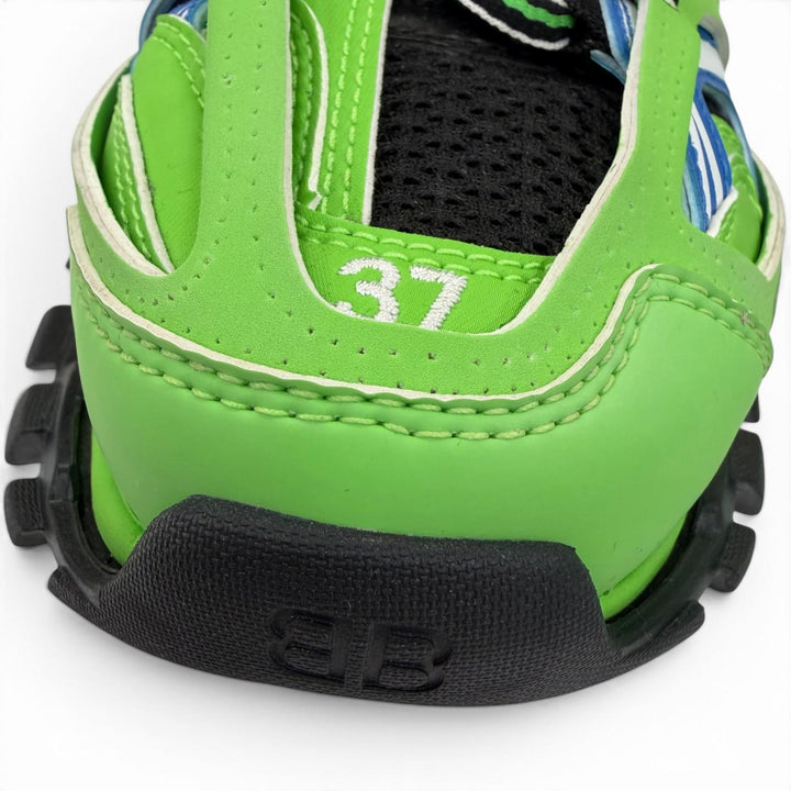 美品☆BALENCIAGA バレンシアガ 542436 TRACK TRAINERS レースアップ レザー ローカットスニーカー ライトグリーン 24.5 レディース 袋付