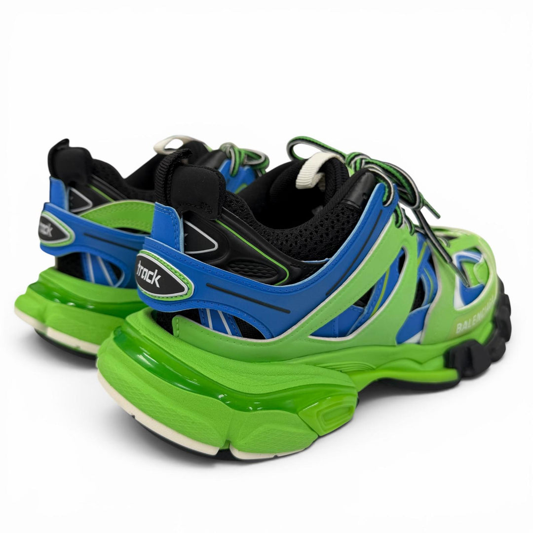 美品☆BALENCIAGA バレンシアガ 542436 TRACK TRAINERS レースアップ レザー ローカットスニーカー ライトグリーン 24.5 レディース 袋付
