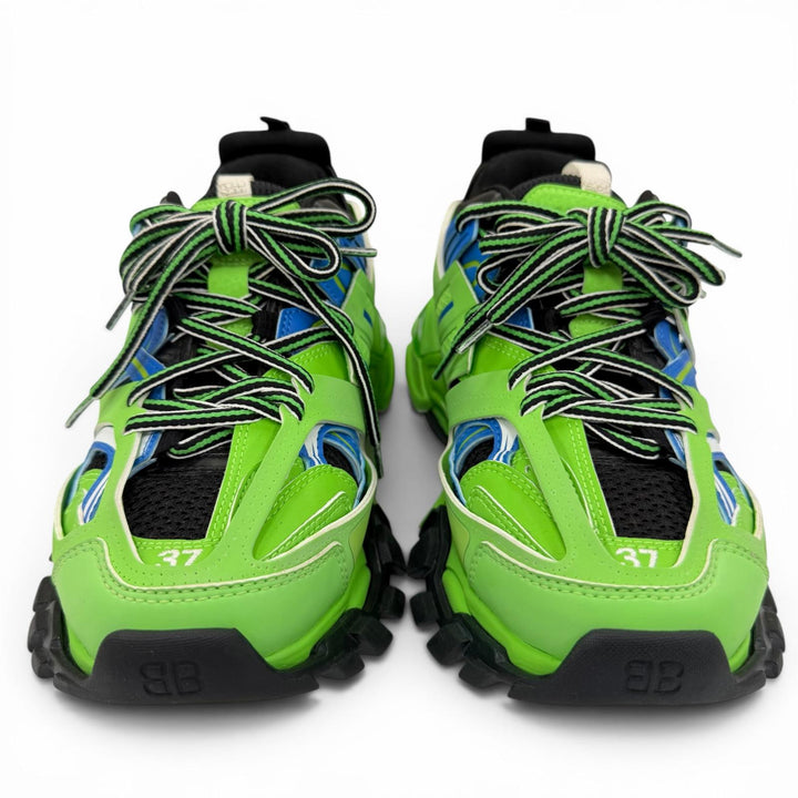 美品☆BALENCIAGA バレンシアガ 542436 TRACK TRAINERS レースアップ レザー ローカットスニーカー ライトグリーン 24.5 レディース 袋付