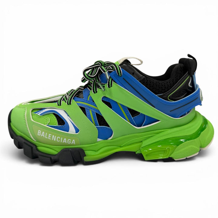 美品☆BALENCIAGA バレンシアガ 542436 TRACK TRAINERS レースアップ レザー ローカットスニーカー ライトグリーン 24.5 レディース 袋付