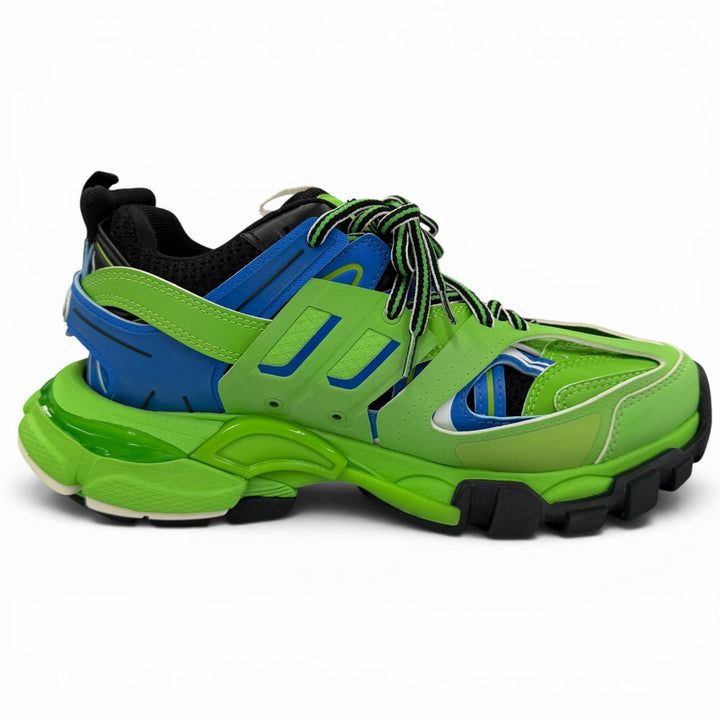 美品☆BALENCIAGA バレンシアガ 542436 TRACK TRAINERS レースアップ レザー ローカットスニーカー ライトグリーン 24.5 レディース 袋付