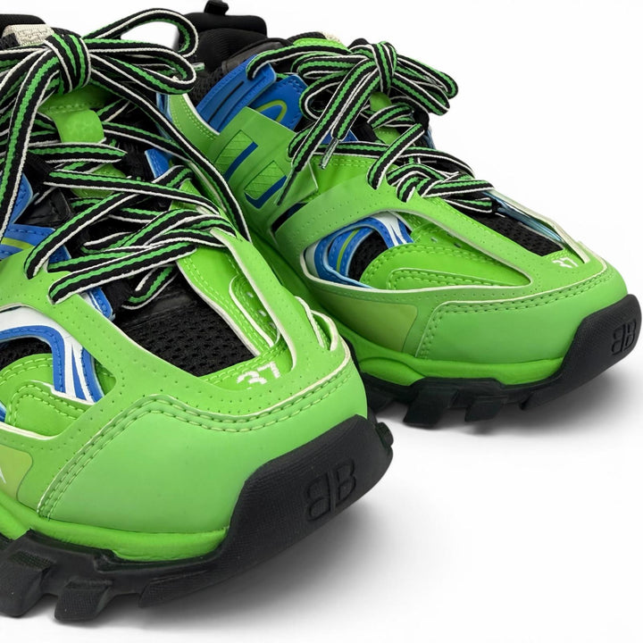 美品☆BALENCIAGA バレンシアガ 542436 TRACK TRAINERS レースアップ レザー ローカットスニーカー ライトグリーン 24.5 レディース 袋付
