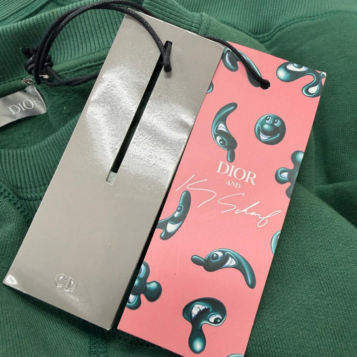 未使用品□DIOR ディオール オム 193J687A0531 ケニーシャーフ CDロゴ刺繍 スウェットシャツ トレーナー S グリーン イタリア製 正規品