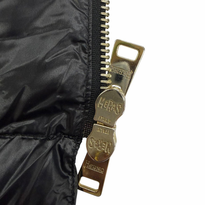 美品☆Herno ヘルノ 襟元ファー付 ZIP UP ロング丈 ダウンコート ブラック 38 正規品 レディース