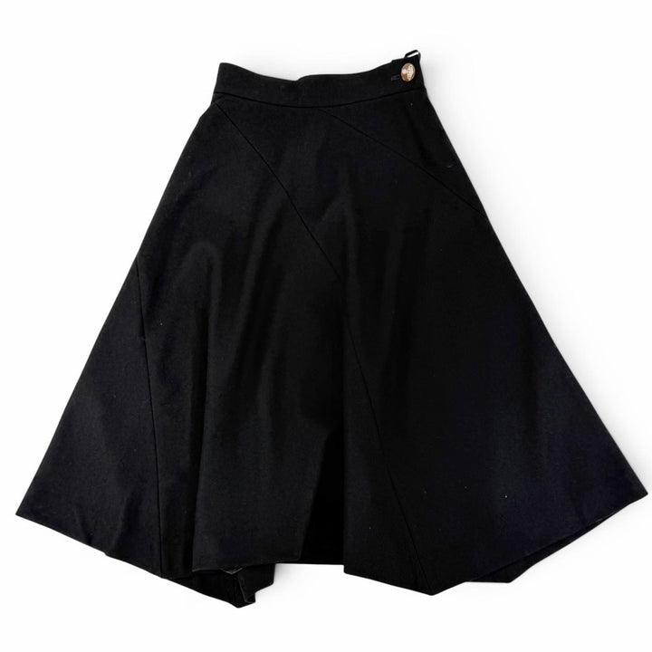 美品△Vivienne Westwood Red Label ヴィヴィアンウエストウッド レッドレーベル ウール オーブボタン フレア 変形スカート 黒1 正規品
