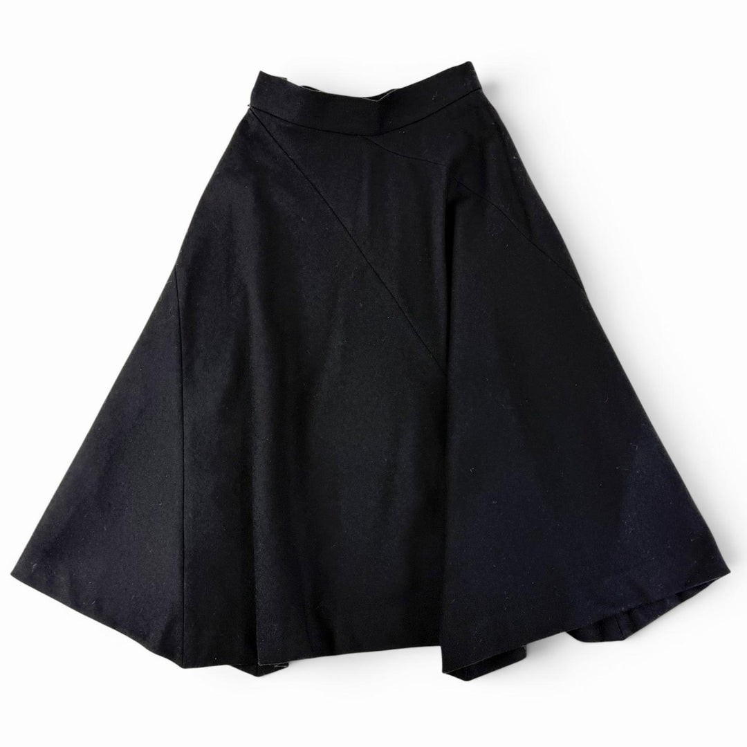 美品△Vivienne Westwood Red Label ヴィヴィアンウエストウッド レッドレーベル ウール オーブボタン フレア 変形スカート 黒1 正規品