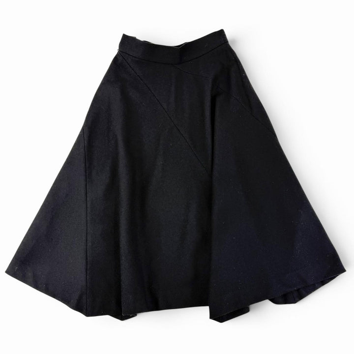 美品△Vivienne Westwood Red Label ヴィヴィアンウエストウッド レッドレーベル ウール オーブボタン フレア 変形スカート 黒1 正規品