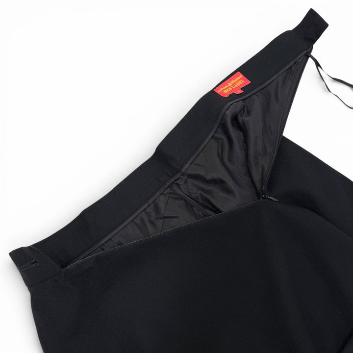 美品△Vivienne Westwood Red Label ヴィヴィアンウエストウッド レッドレーベル ウール オーブボタン フレア 変形スカート 黒1 正規品