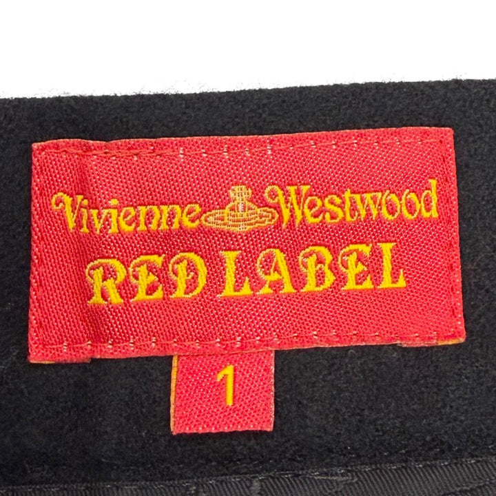 美品△Vivienne Westwood Red Label ヴィヴィアンウエストウッド レッドレーベル ウール オーブボタン フレア 変形スカート 黒1 正規品