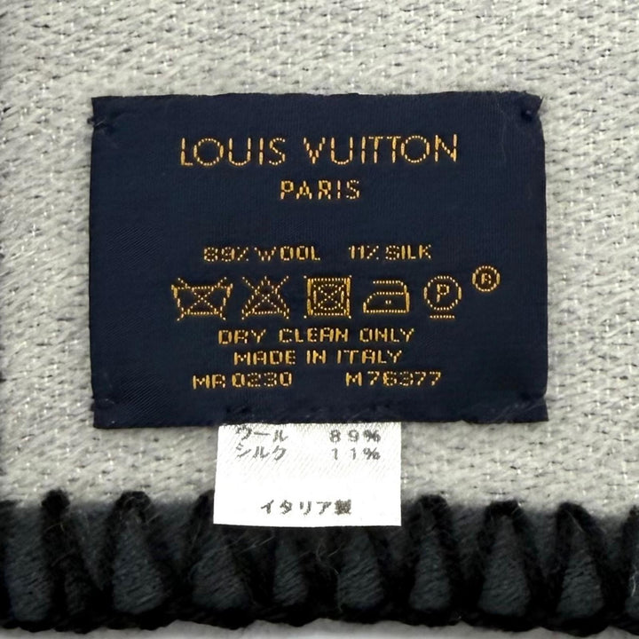 美品★LOUIS VUITTON ルイヴィトン M76377 エシャルプ オールユーニード ウール シルク混 モノグラム マフラー グレー 伊製 正規品