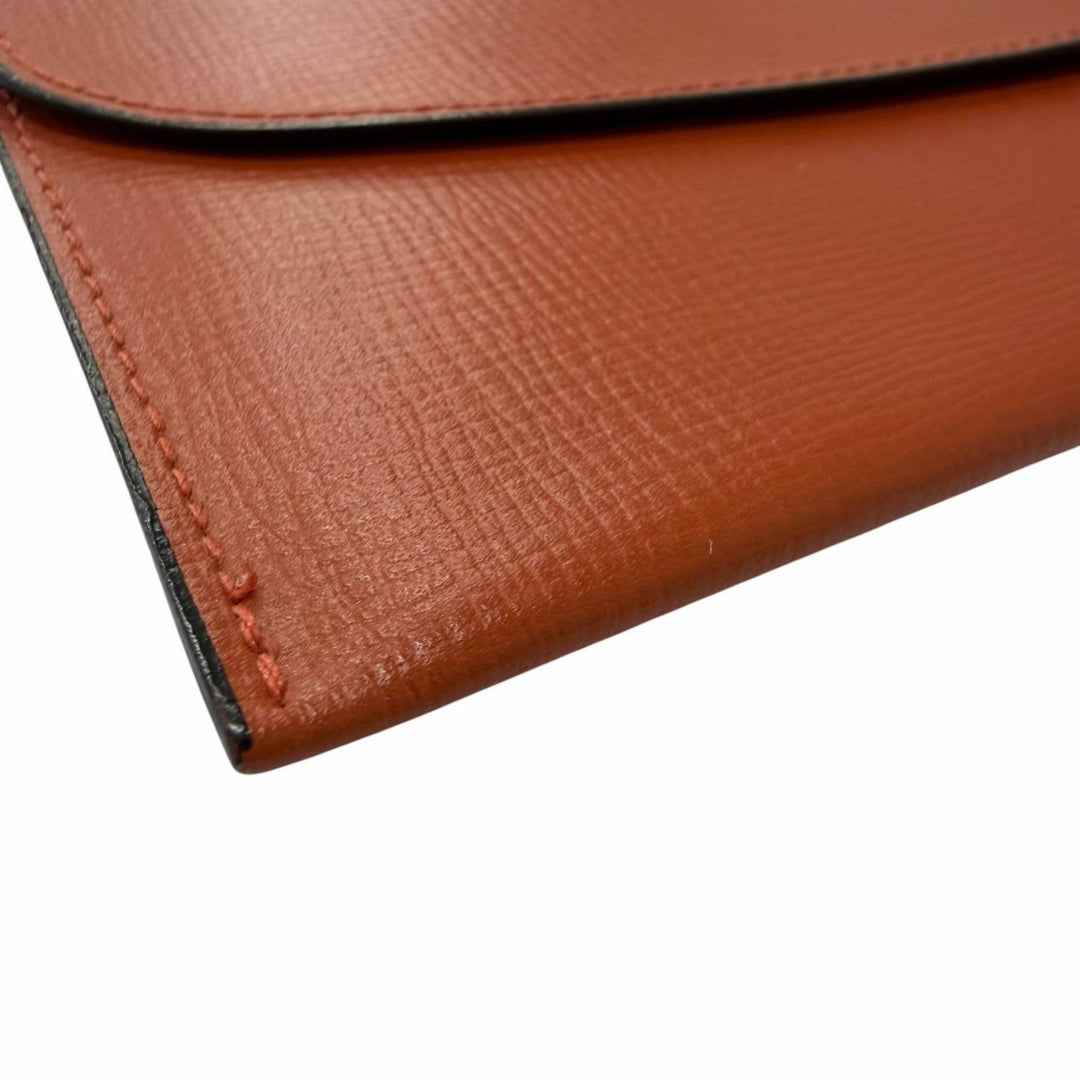 美品□Valextra ヴァレクストラ レザー フラップタイプ マルチケース 札入れ ロングウォレット 長財布 ブラウン イタリア製 メンズ
