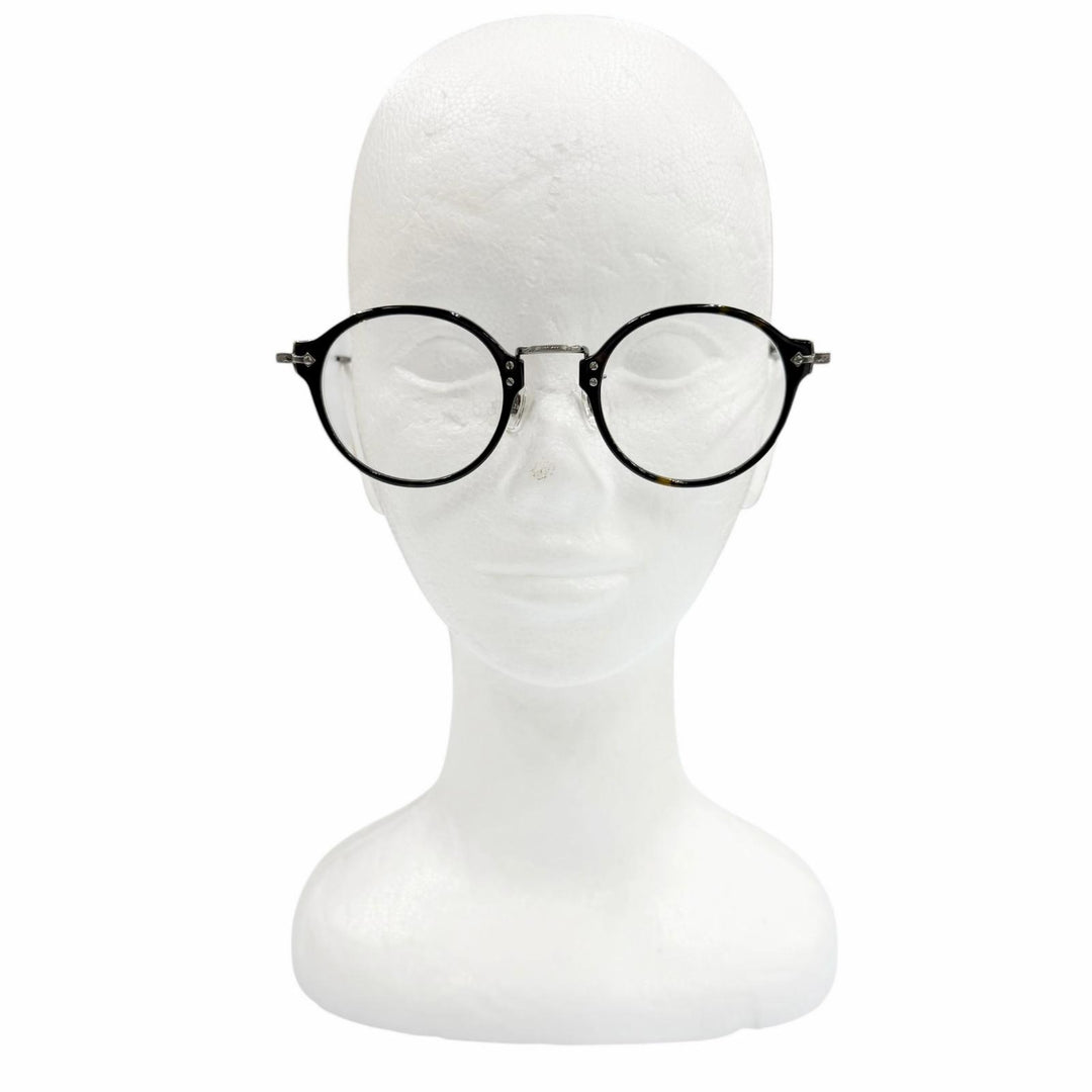 極美品▼EYEVAN アイヴァン E-0507 7285 ベッコウ柄 ボストン メガネ 眼鏡 アイウェア ブラック ガンメタリック 48□24-145 メンズ